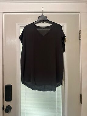 Classic V-Neck Short Sleeve Top - Charcoal Grey